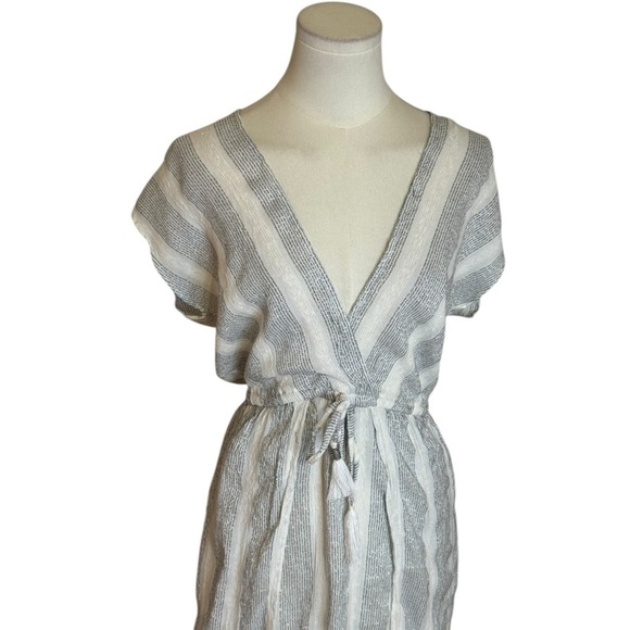 BLUE ISLAND Dress Silver Sparkle‎ Ivory Sundress Beach Coverup Vacation Size M - Picture 3 of 6